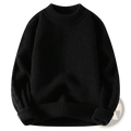 Black ribbed knit sweater with crew neck and long sleeves mens casual winter pullover solid color