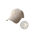 Men’s large fit beige cotton baseball cap with a subtle white embroidered logo on the front