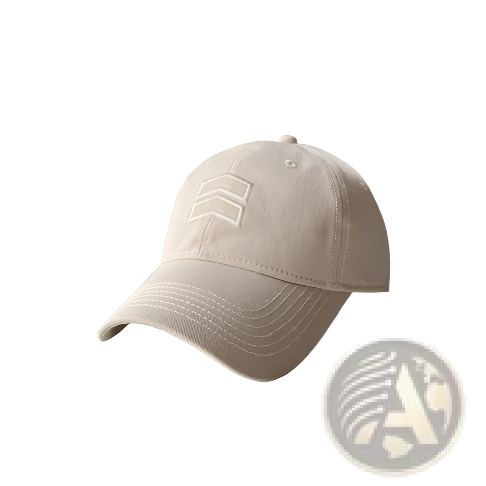 Men’s large fit beige cotton baseball cap with a subtle white embroidered logo on the front