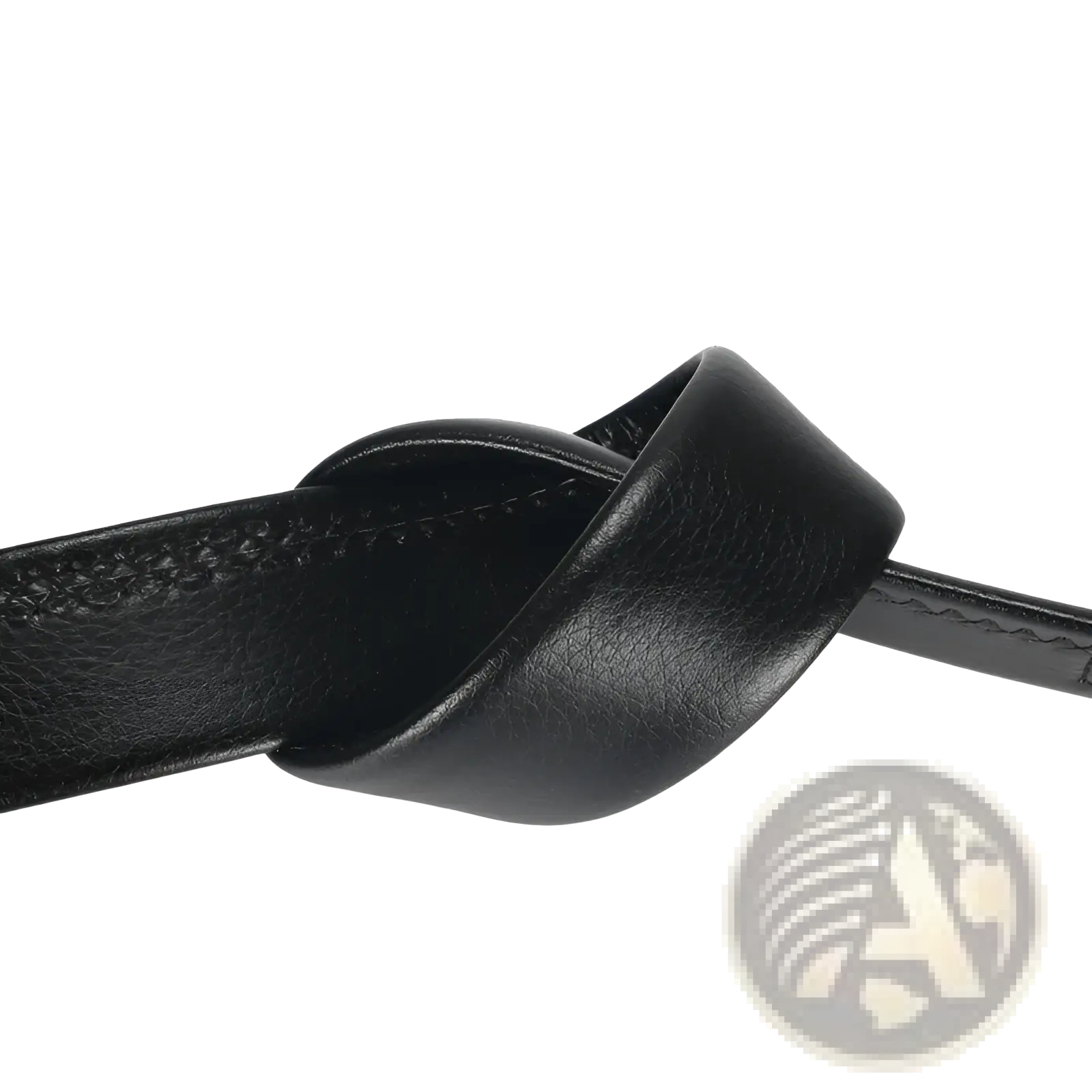 Men’s black leather belt with automatic buckle 3.5cm featuring smooth textured surface and visible edge stitching