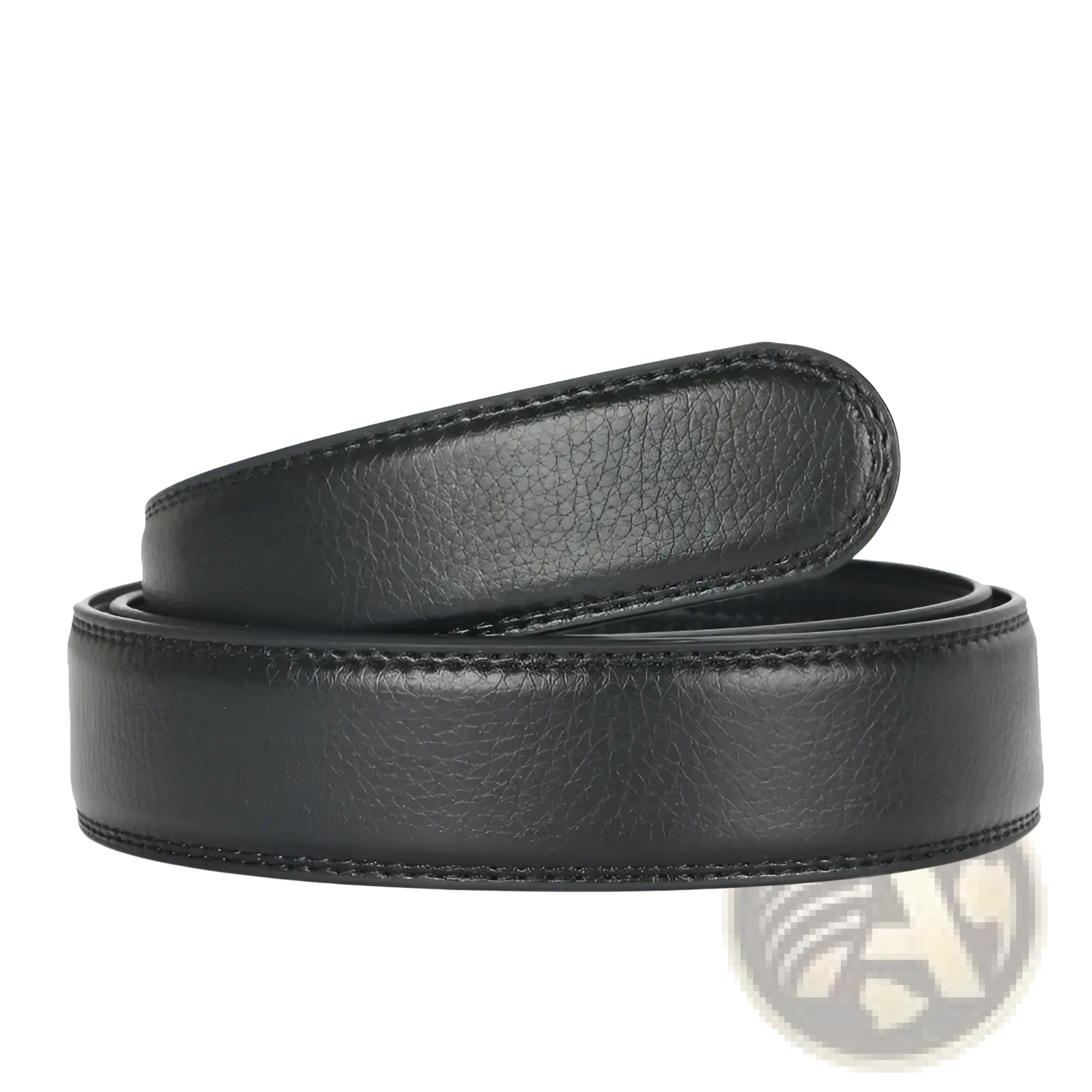 Men’s black leather belt with smooth texture and precise stitching featuring an automatic buckle, 3.5cm wide