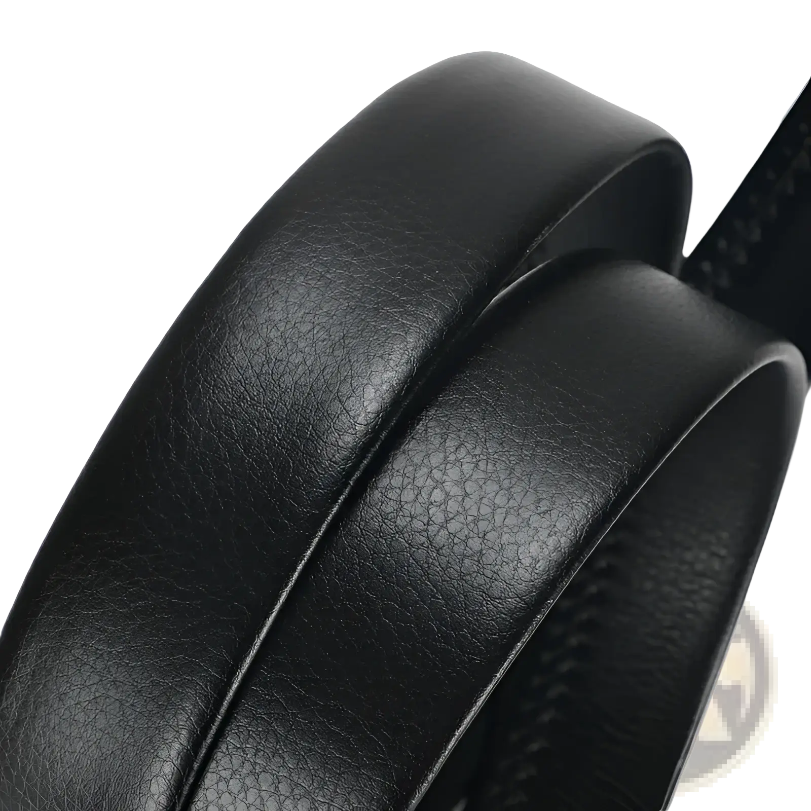 Men’s black leather belt with smooth textured surface and subtle stitching featuring an automatic buckle 3.5cm