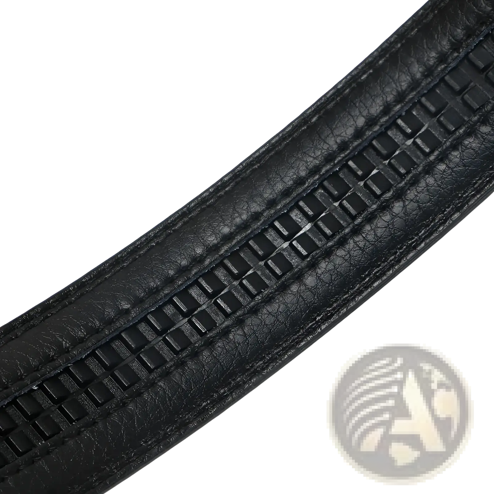 Men’s black leather belt with a textured woven pattern and automatic buckle 3.5cm wide