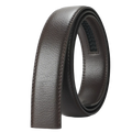Dark brown men’s leather belt with automatic buckle 3.5cm featuring textured surface and visible edge stitching