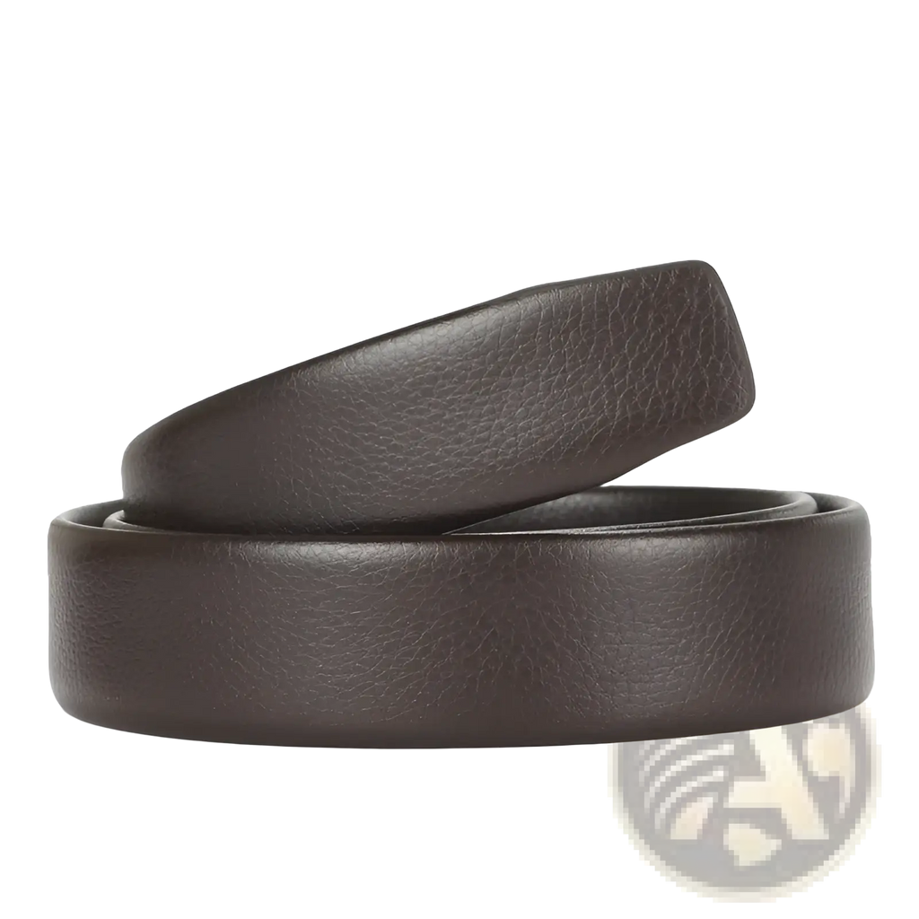 Men’s dark brown leather belt with automatic buckle 3.5cm textured surface and smooth rounded edges