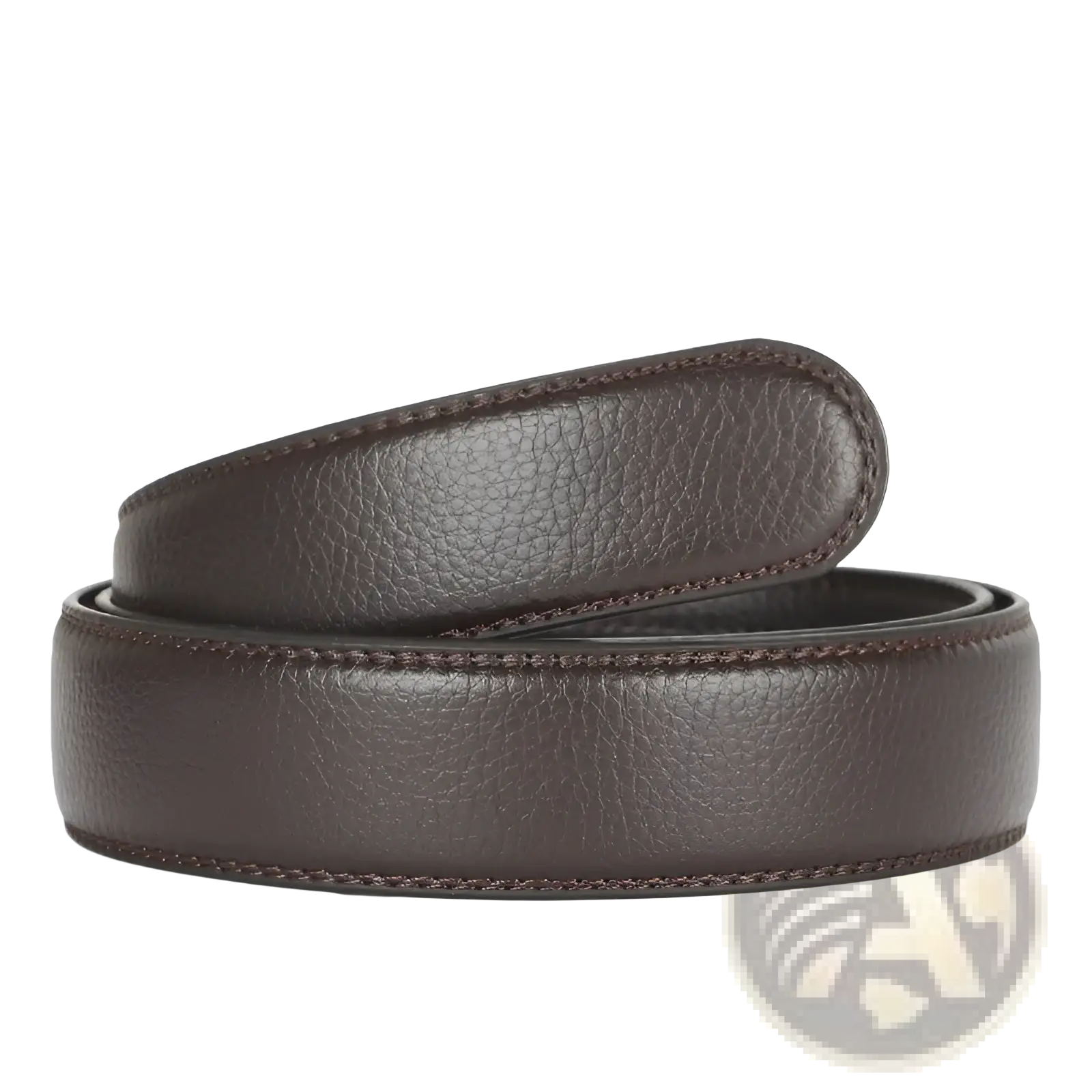 Men’s dark brown leather belt with textured surface and matching stitching featuring an automatic buckle 3.5cm