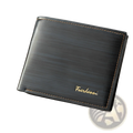 Men’s leather bifold wallet in black textured leather with gold stitching and embossed Fuerdanni logo