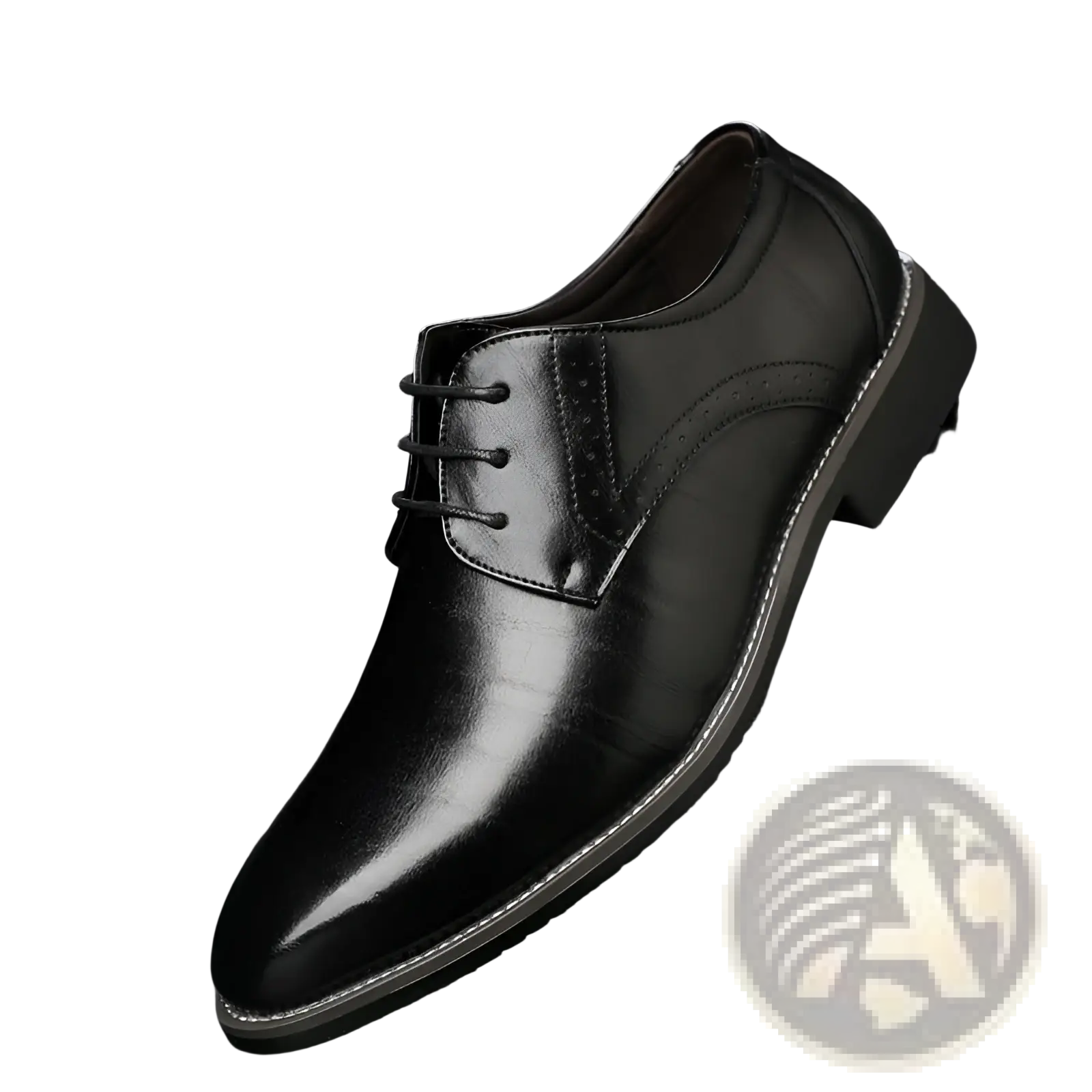 Men’s black leather brogue oxford dress shoe featuring lace-up design and polished finish