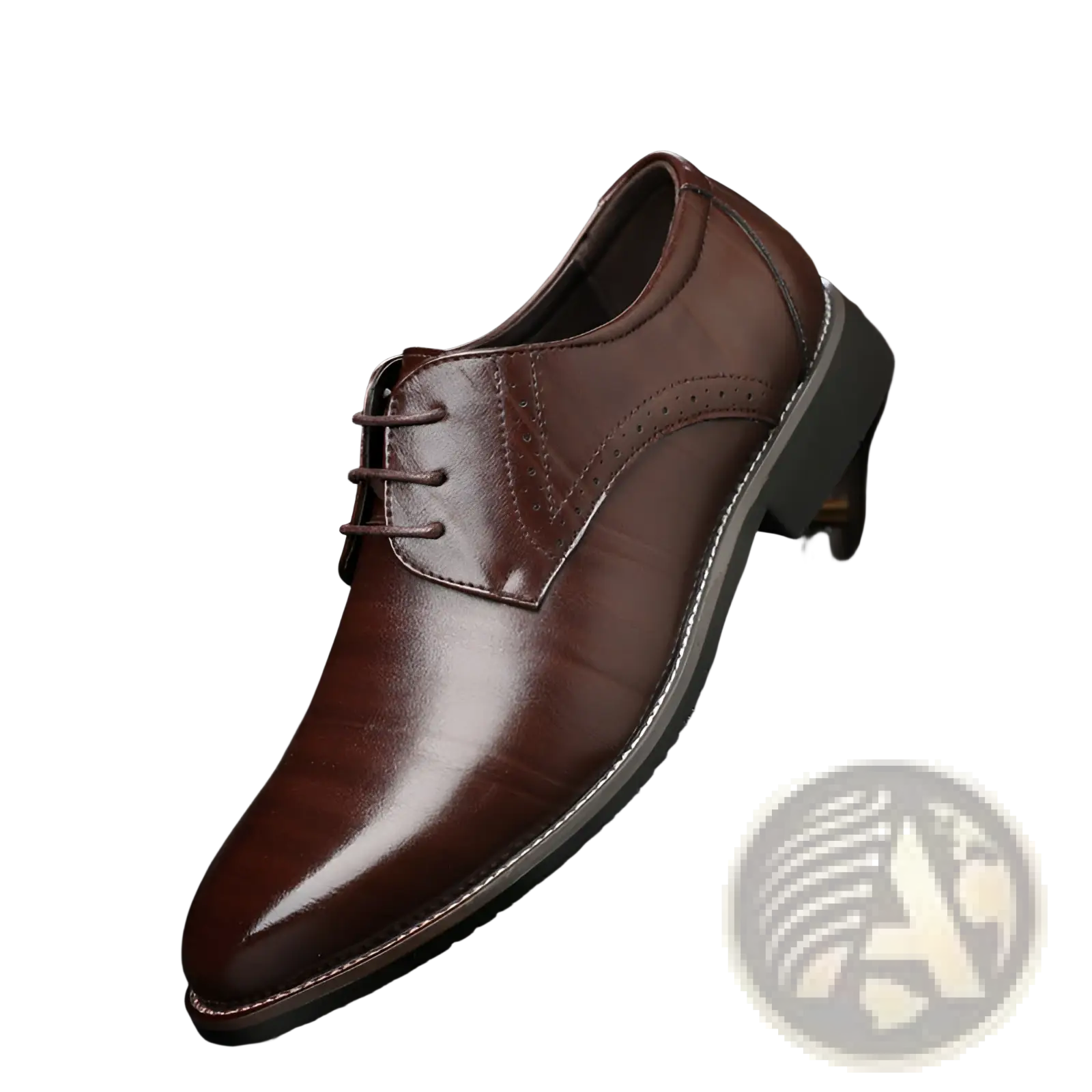 Men’s leather brogue oxford dress shoe in brown with polished finish and classic lace-up design