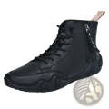 Men’s black leather high top boots with laces and a side zipper for easy wear and stylish durability