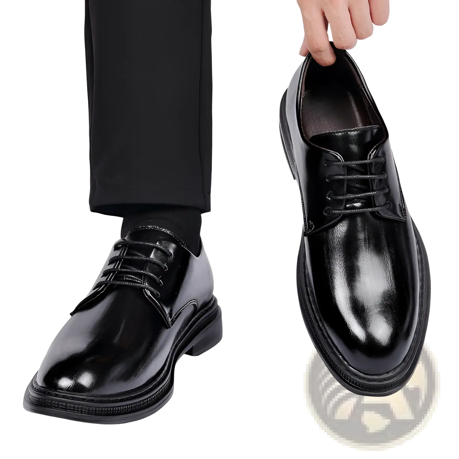 Men’s black patent leather oxford dress shoes with lace-up design and polished finish for weddings