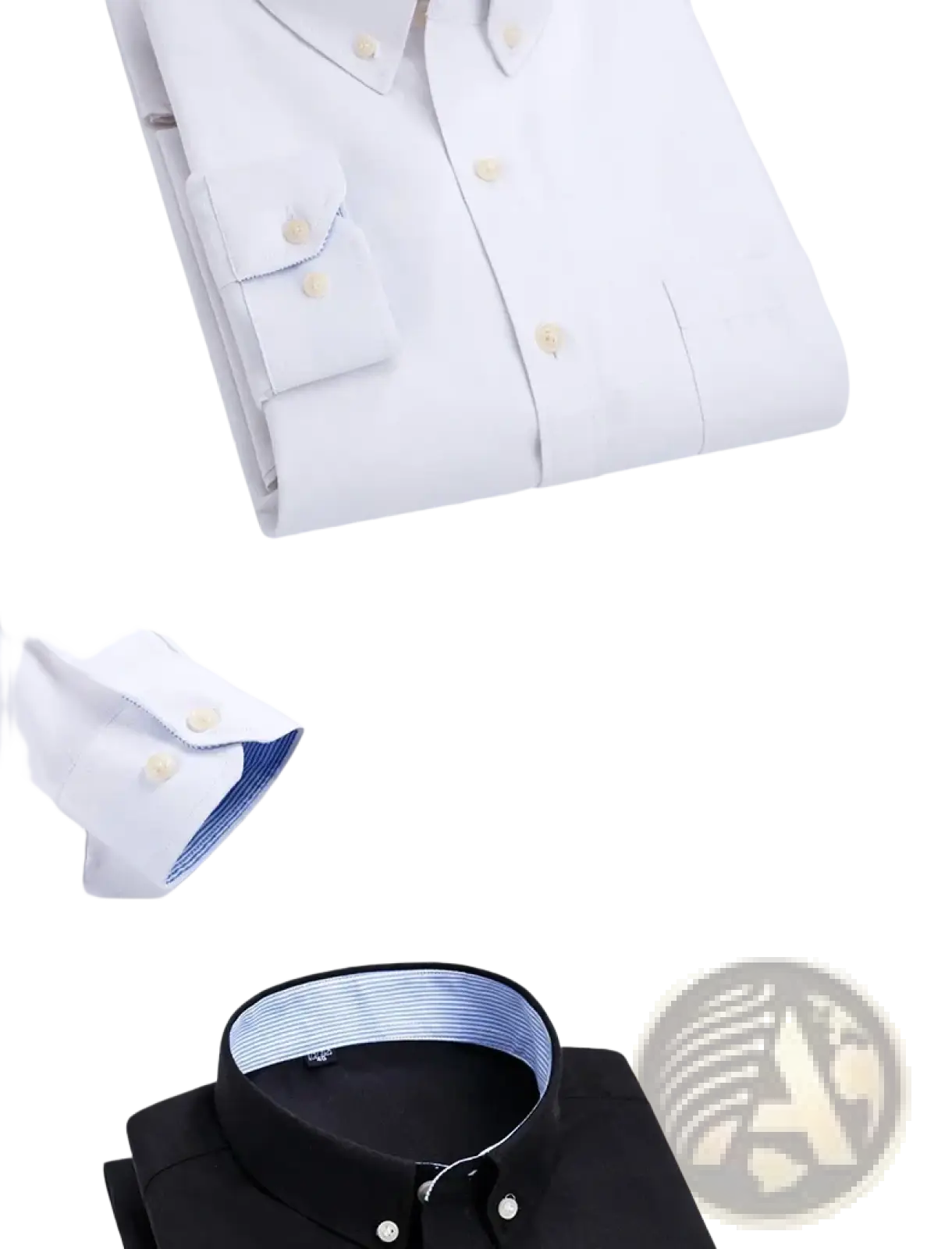 Mens light blue oxford shirt with subtle blue pinstriped inner collar lining and matching buttons in tailored design