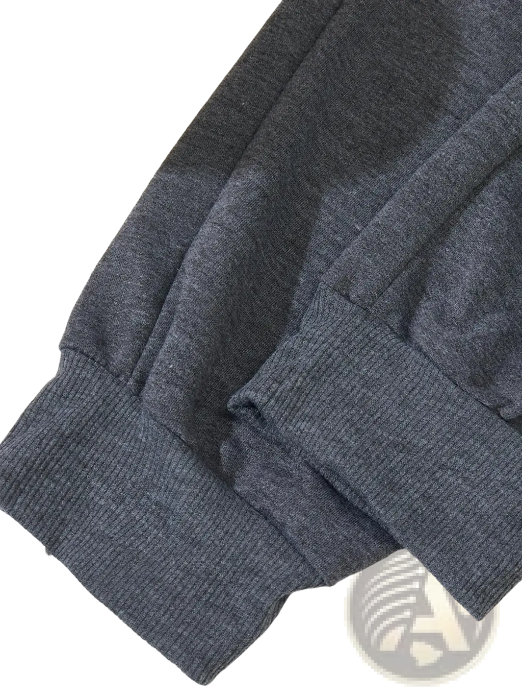 Men’s lightweight printed joggers with dark gray ribbed knit cuffs made of soft textured fabric for casual sportswear