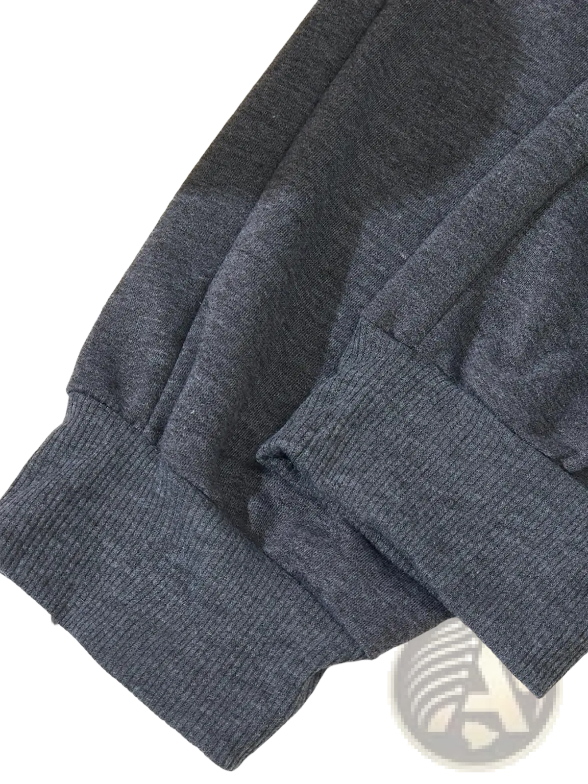 Men’s lightweight printed joggers with dark gray ribbed knit cuffs made of soft textured fabric for casual sportswear