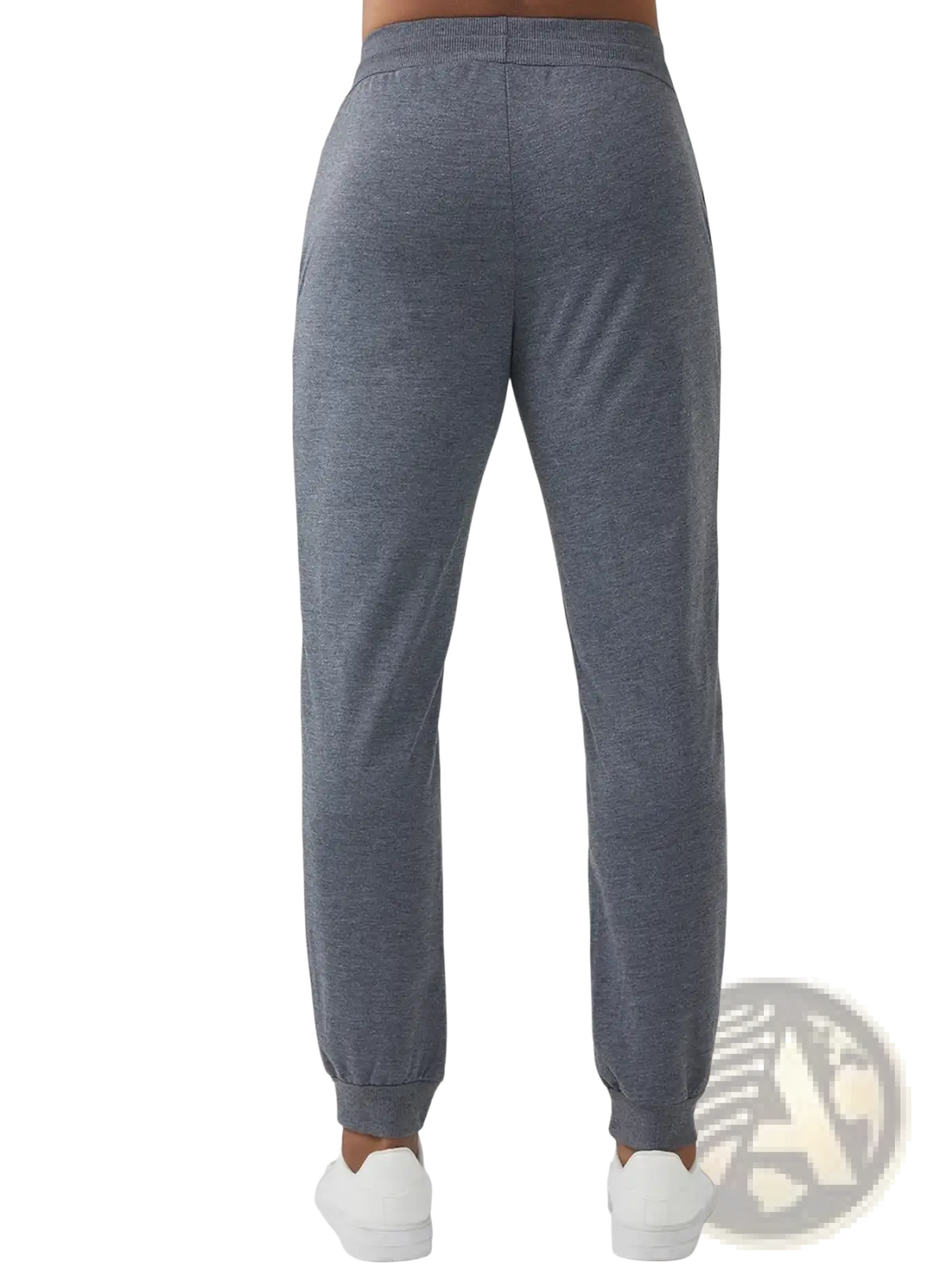 Men’s lightweight gray heathered jogger pants with elastic waistband and ribbed cuffs for casual sports use