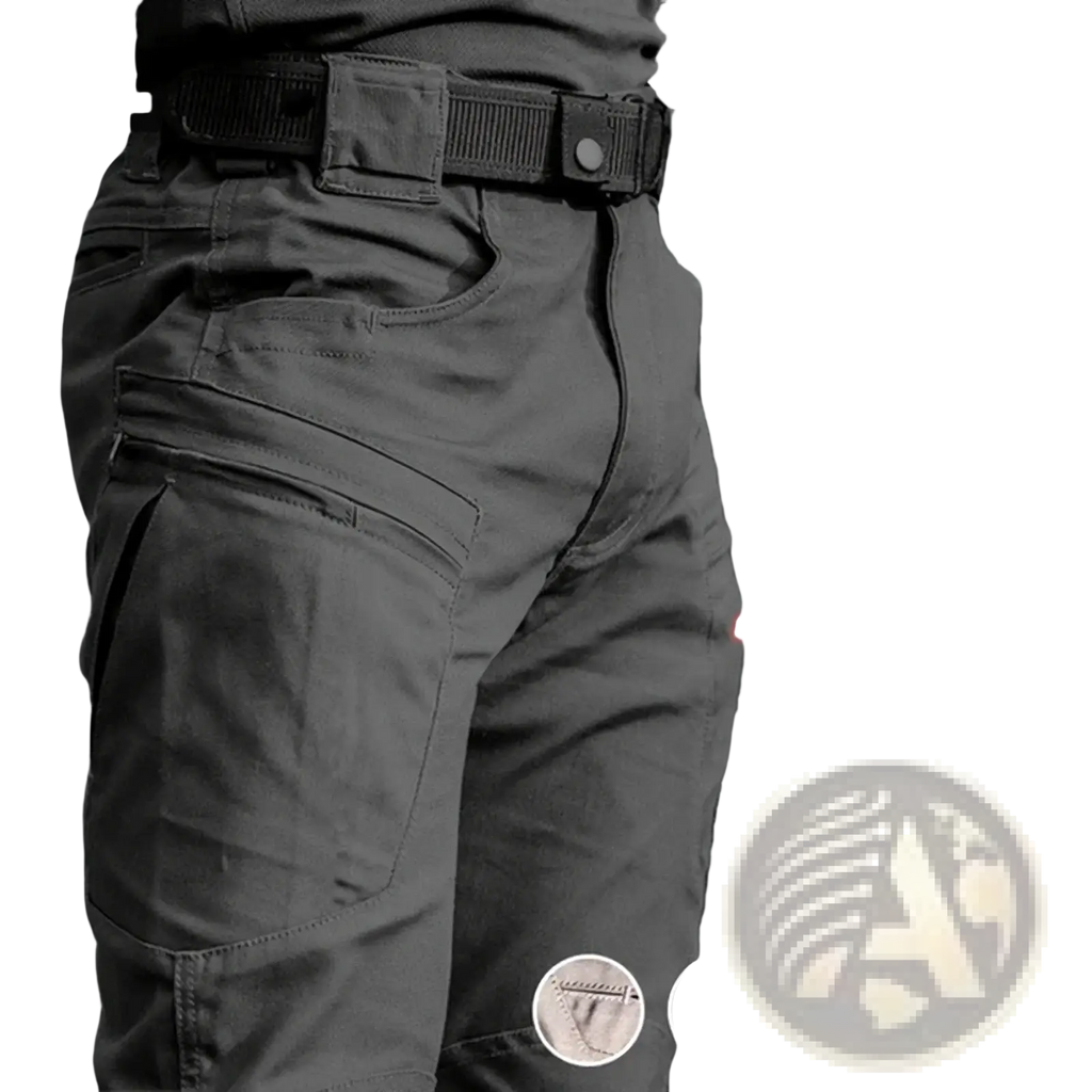 Mens lightweight tactical cargo pants in dark gray featuring multiple pockets and durable ultralight fabric