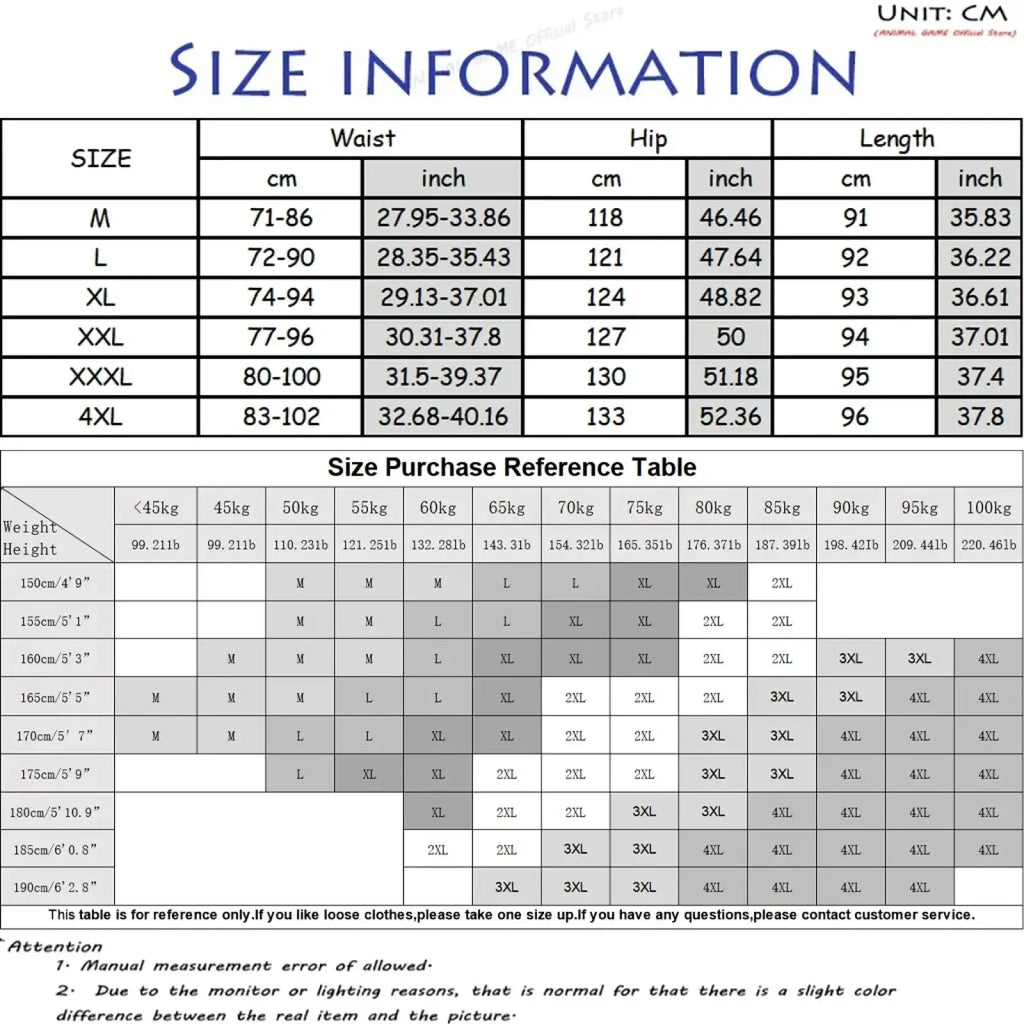 Size information and purchase reference table for mens linen casual pants straight leg cotton trousers displayed clearly