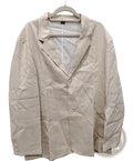 Beige linen casual slim fit men’s blazer with single-breasted design two front buttons and flap pockets