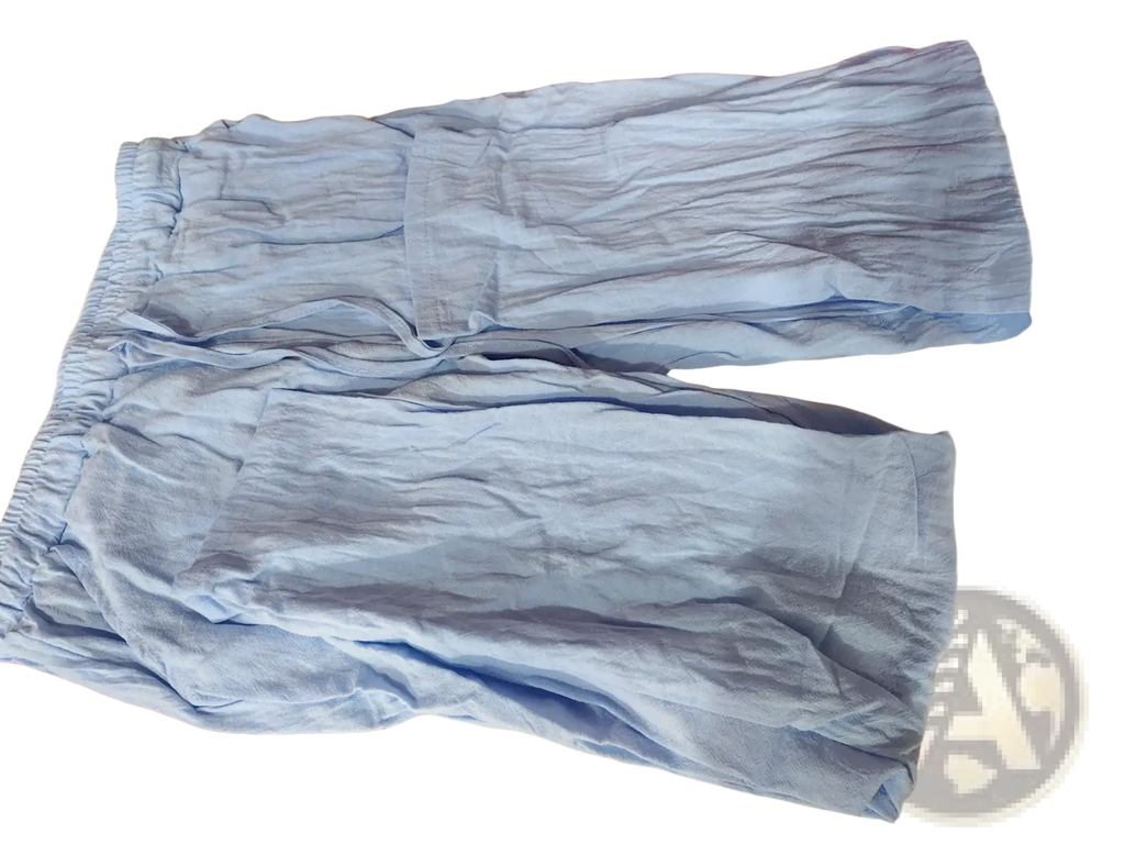 Men’s light blue cotton shorts with elastic waistband casual summer joggers drawstring trousers