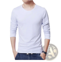 White long sleeve slim fit men’s t-shirt with crew neck and ribbed cuffs made from soft cotton fabric