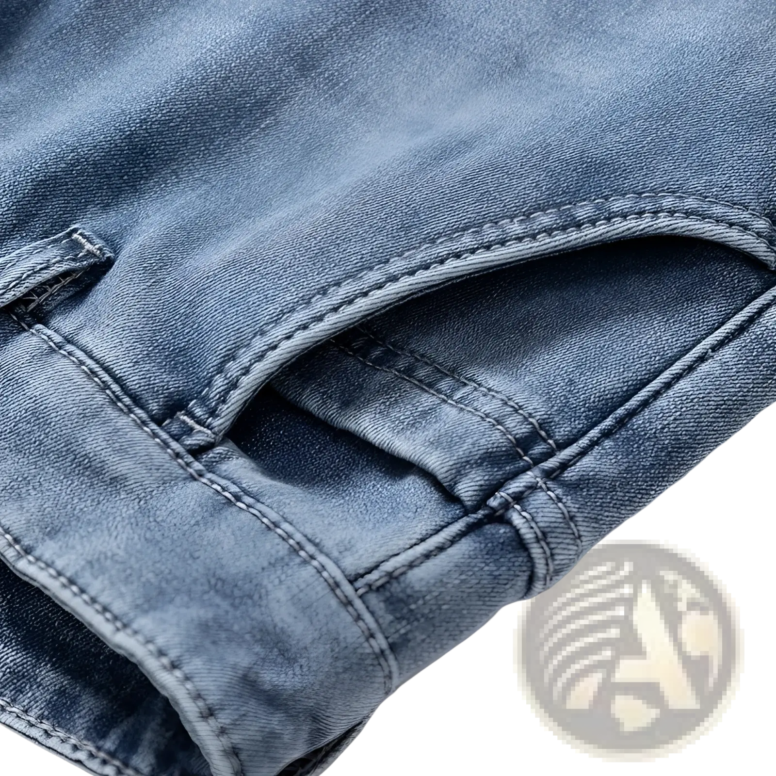 Men’s loose straight leg retro washed jeans in light-wash denim with faded blue hue and visible stitching details