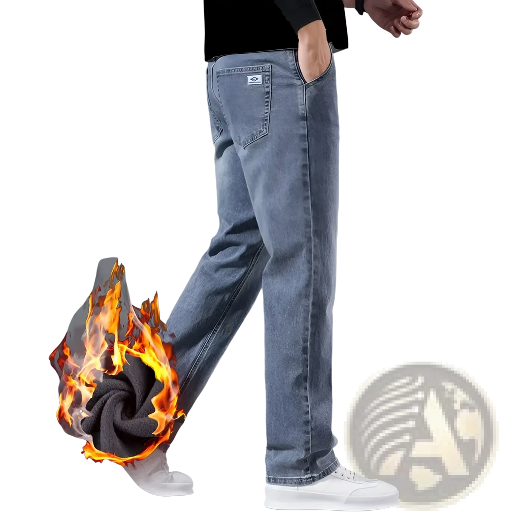 Men’s loose straight leg retro washed jeans in light-wash denim with subtle fade and classic stitching