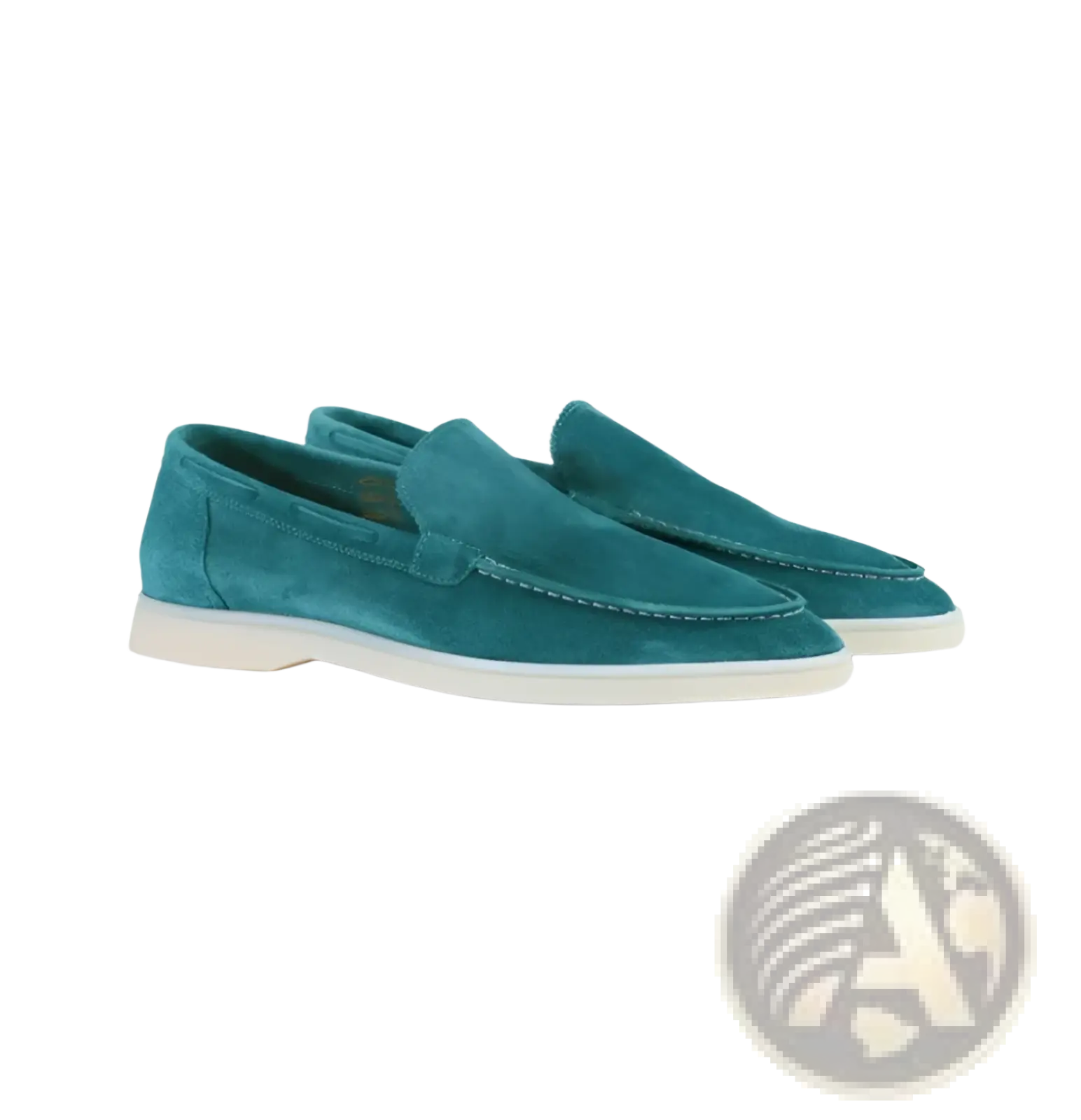 Men’s teal matte suede slip on loafers with white rubber sole ideal for casual and formal wear
