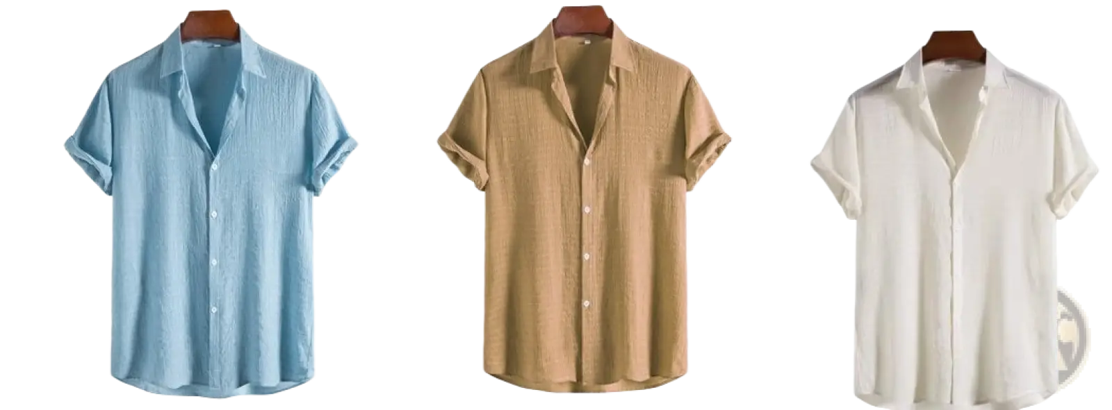 Men’s minimalist textured short sleeve grid shirts in light blue beige and white with subtle fabric texture