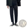 Men’s modern slim fit straight leg cotton trousers in black with a sleek tapered design and a modern cut