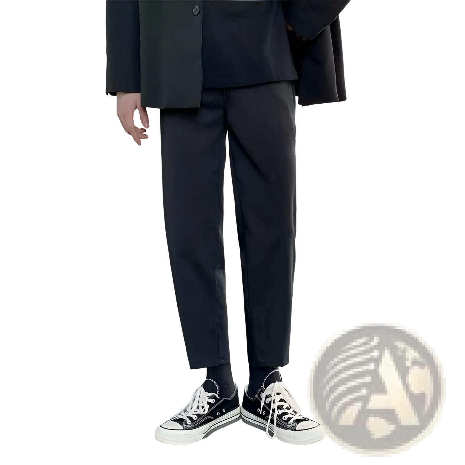 Men’s modern slim fit straight leg cotton trousers in black with a sleek tapered design and a modern cut
