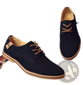 Men’s nubuck leather casual suede lace up shoes in black with tan laces and matching tan sole