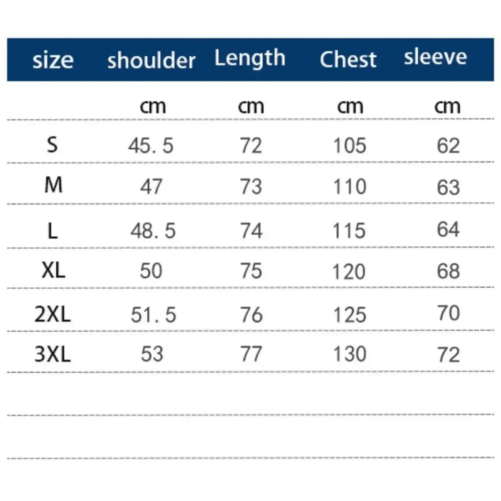 Size chart in centimeters for men’s olive green linen casual shirt displaying measurements from size s to 3xl