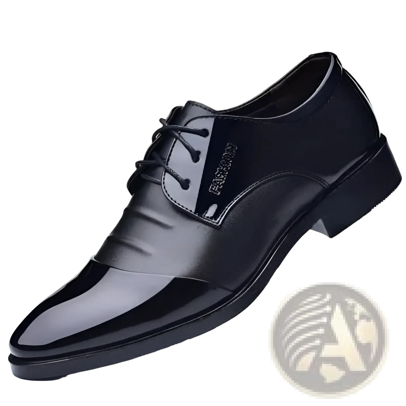 Men’s Oxford leather shoes British style black patent leather lace-up dress shoe with glossy finish and subtle branding