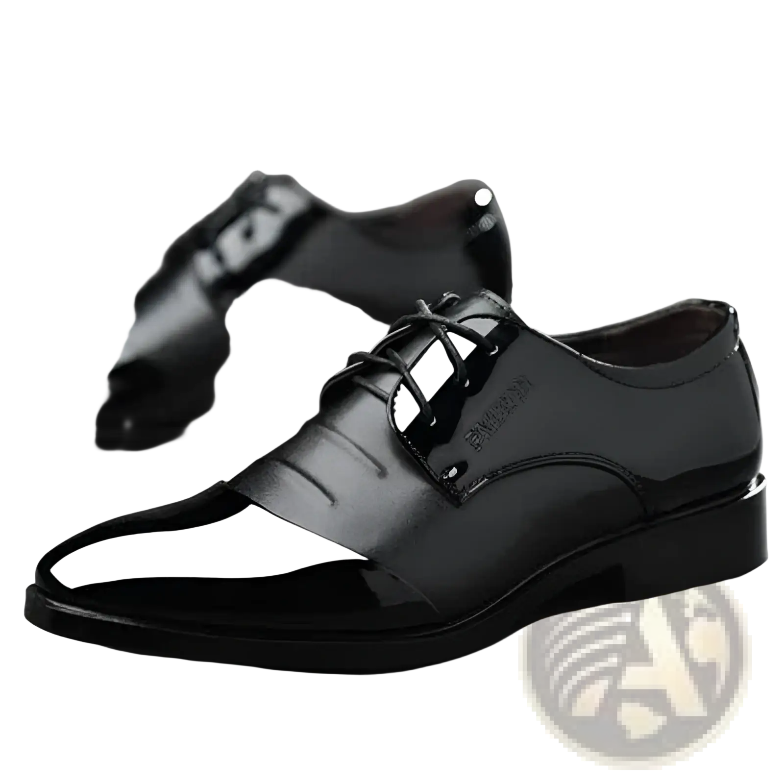 Men’s oxford leather shoes british style black patent leather lace-up with glossy toe cap and subtle side branding