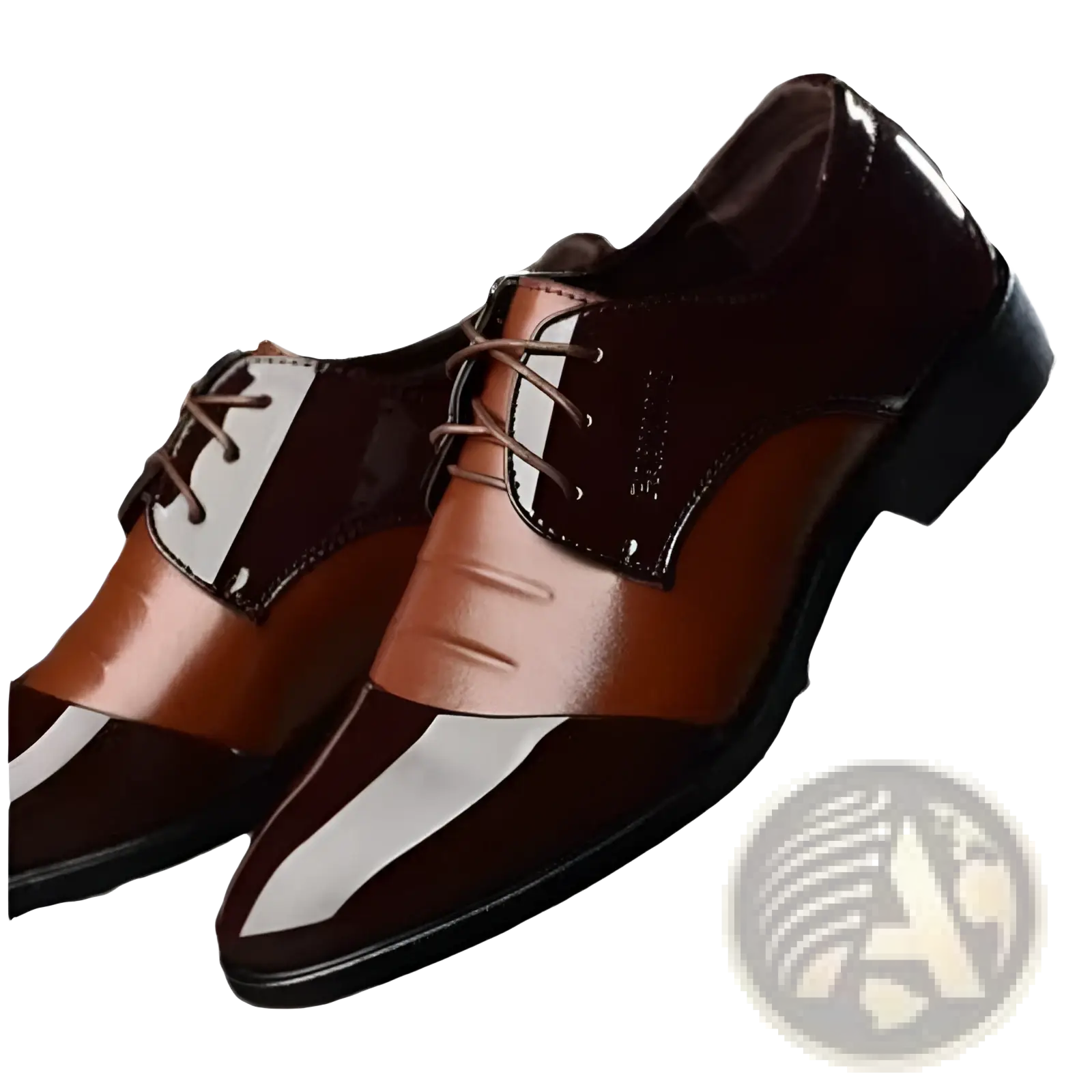 Men’s oxford leather shoes british style with polished two-tone dark brown and tan leather upper and black rubber sole