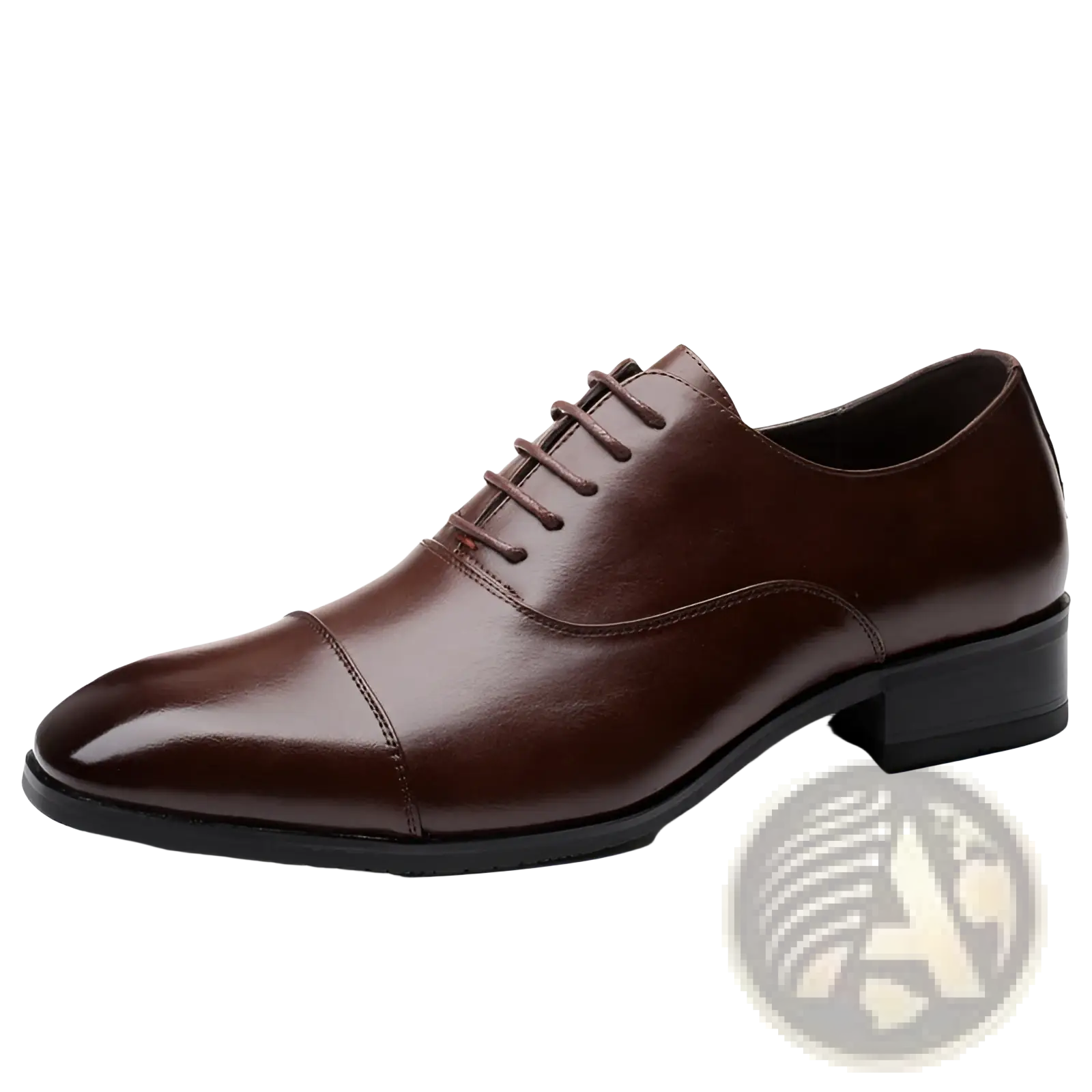 Men’s brown leather oxford shoe with polished finish and matching laces in Japanese dress style