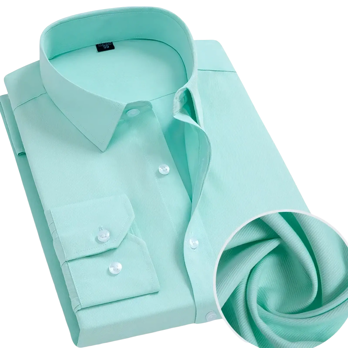 Men’s slim fit mint green dress shirt with classic collar buttoned cuffs made from smooth lightweight fabric