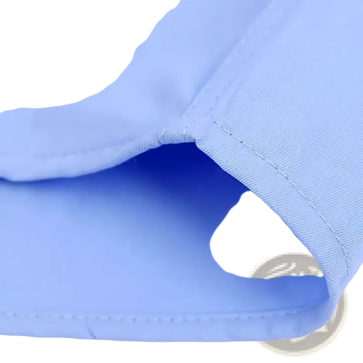 Light blue cotton fabric with neatly stitched seams of a men’s pinstripe dress shirt slim fit business casual model