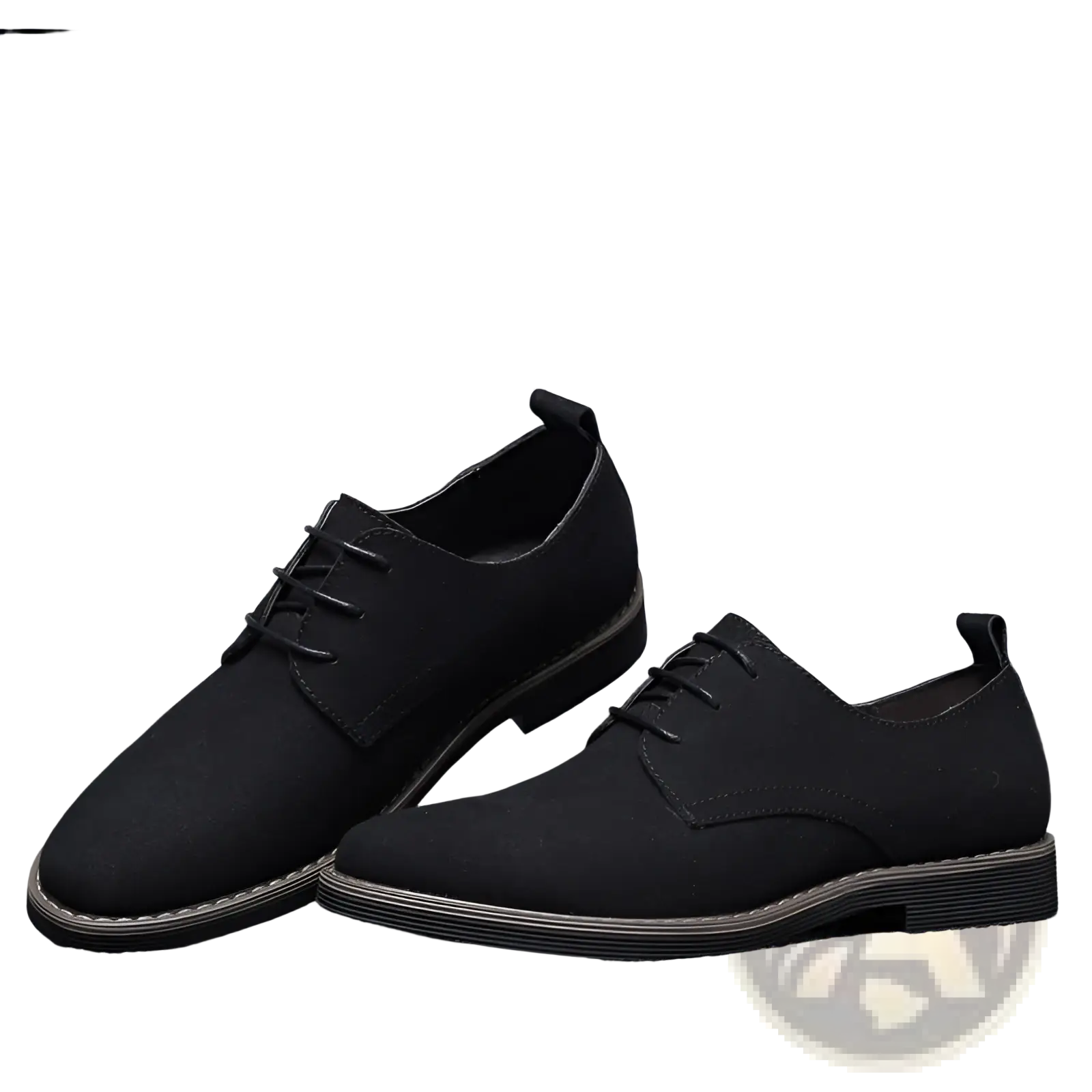 Men’s plus size British style black suede casual Oxford shoes with lace-up design and low-profile rubber sole