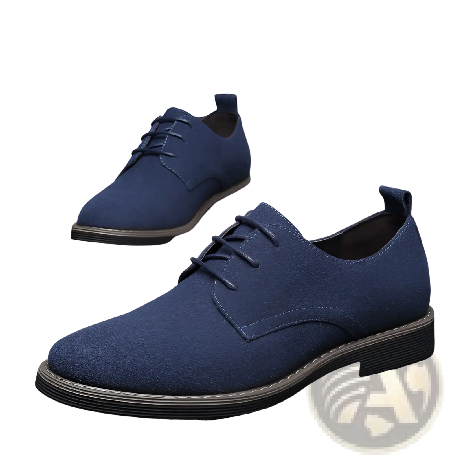 Men’s plus size british style navy blue suede casual oxford shoes with textured upper and black rubber sole