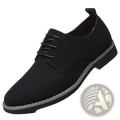 Men’s plus size black suede lace-up oxford shoe with contrasting gray stitched sole in British style casual design