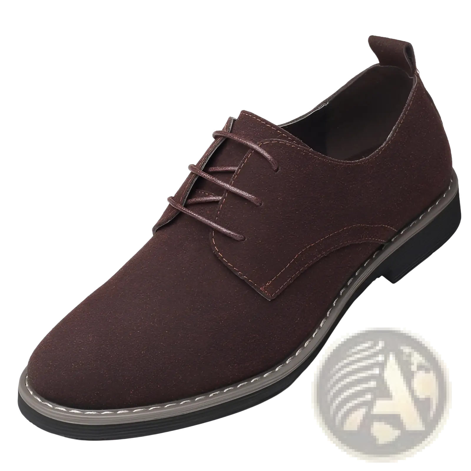 Men’s plus size british style suede casual oxford shoe in brown with lace-up closure and black rubber sole