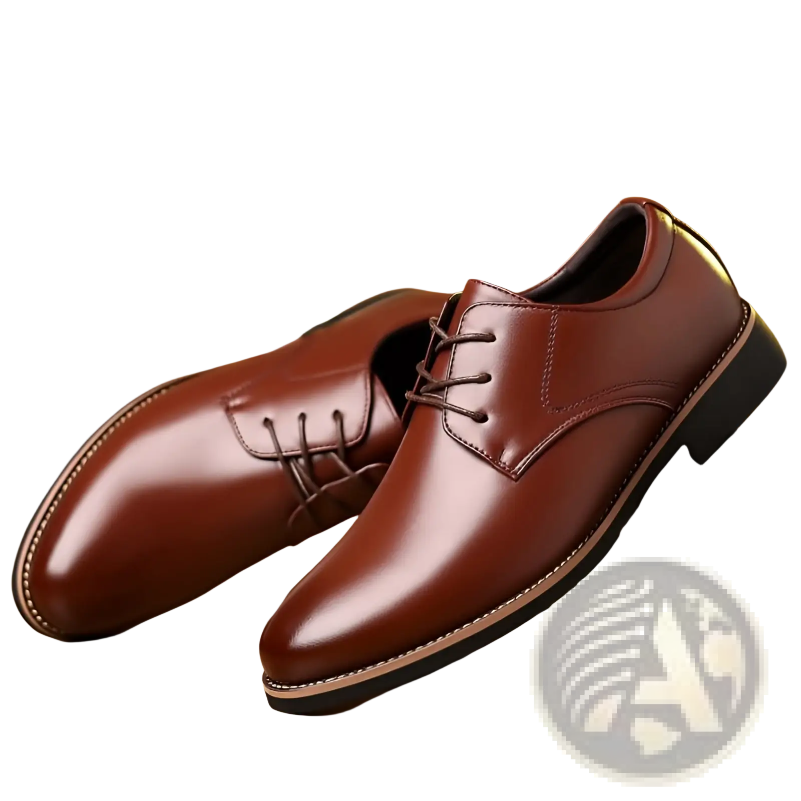 Polished brown leather lace-up men’s plus size business formal dress shoes with a sleek classic design