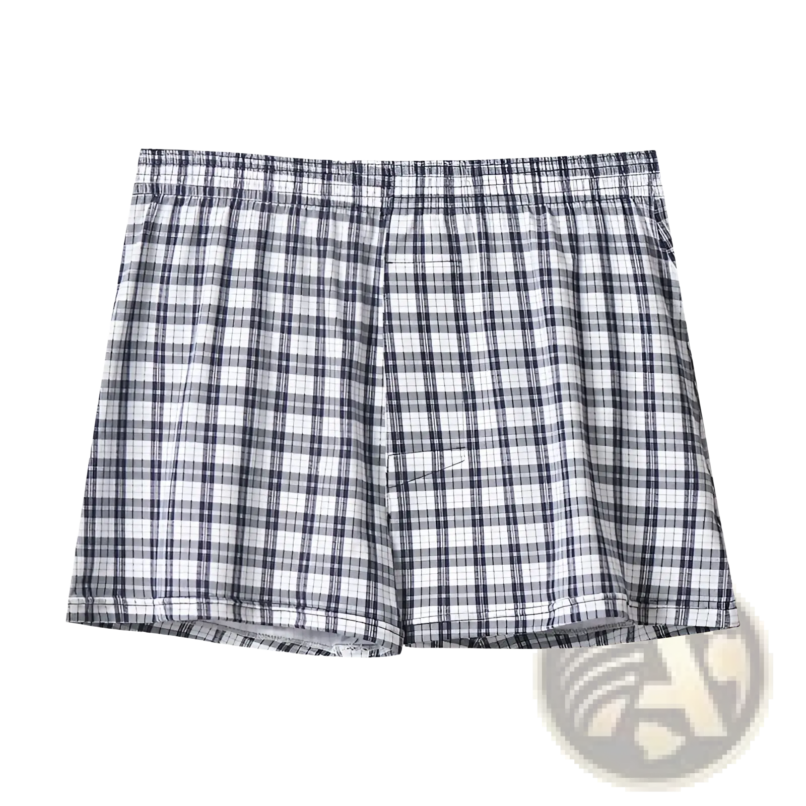 Men’s plus size cotton black and white plaid boxer shorts with elastic waistband for comfortable wear