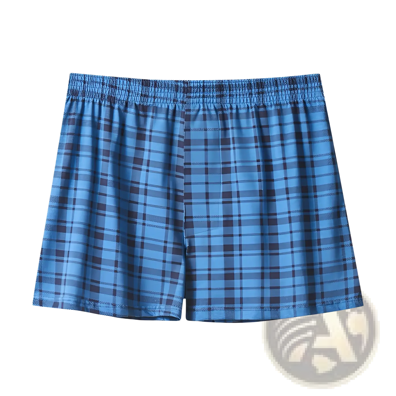Men’s plus size cotton boxer shorts in blue and dark blue plaid with an elastic waistband for comfortable wear