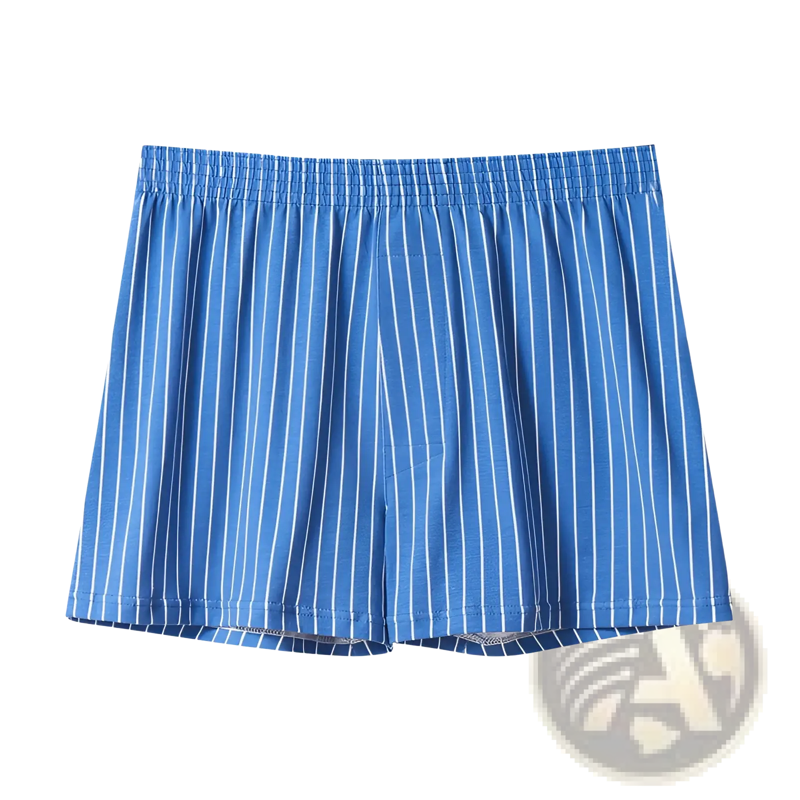 Men’s plus size cotton boxer shorts in blue with white vertical pinstripes and an elastic waistband