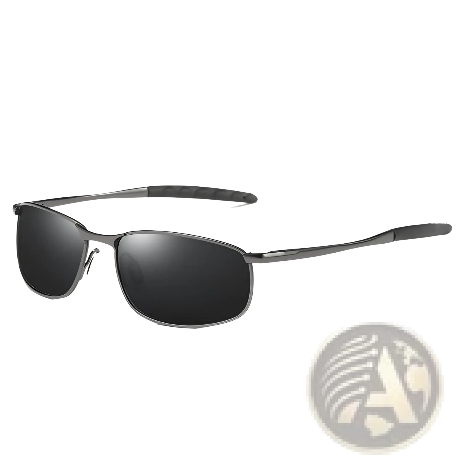 Men’s polarized metal frame rectangular aviator sunglasses in dark gray with sleek metallic frame and mirrored lenses