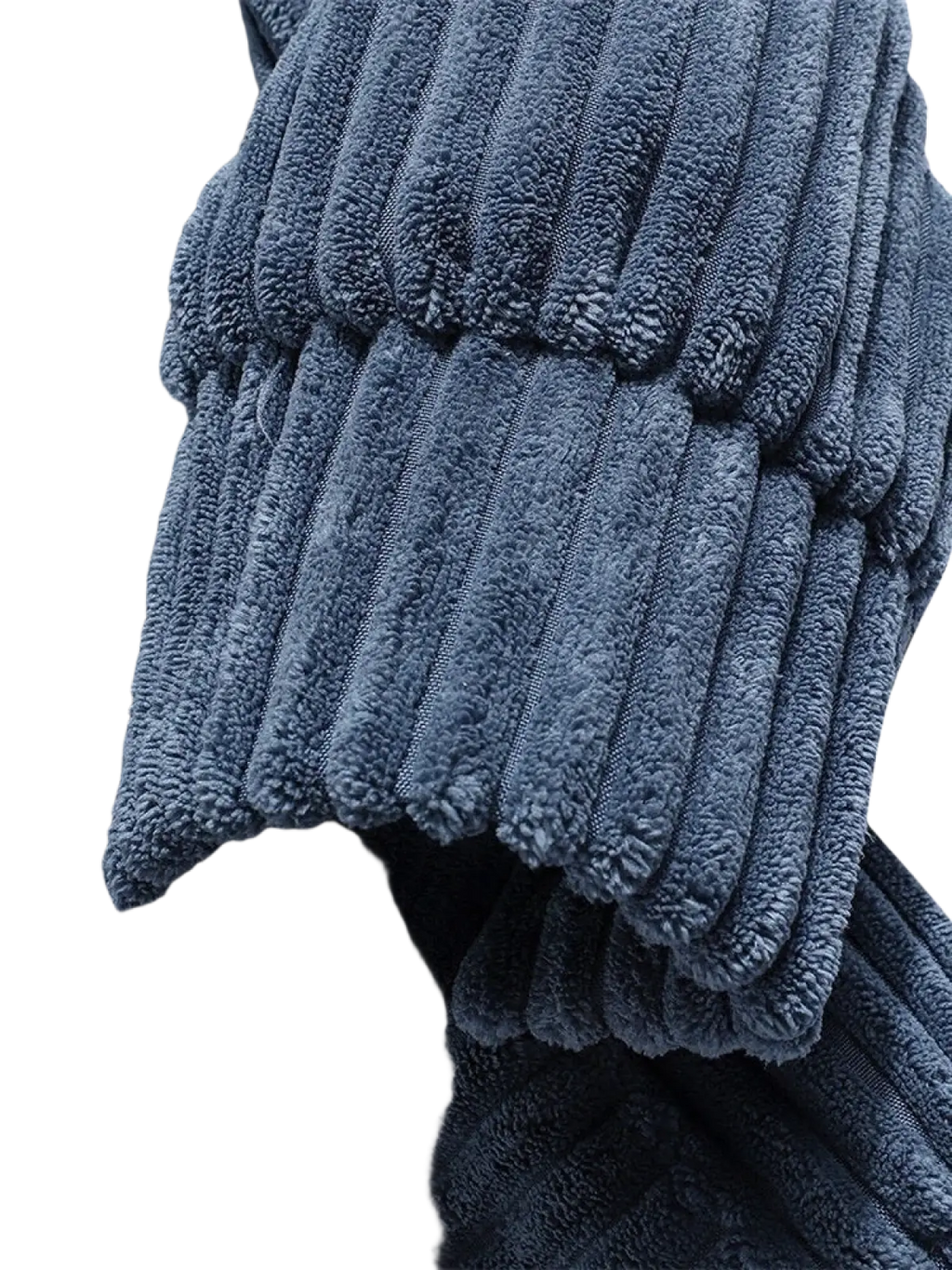 Men’s premium navy blue corduroy drop shoulder hoodie with plush ribbed texture and soft fuzzy lining