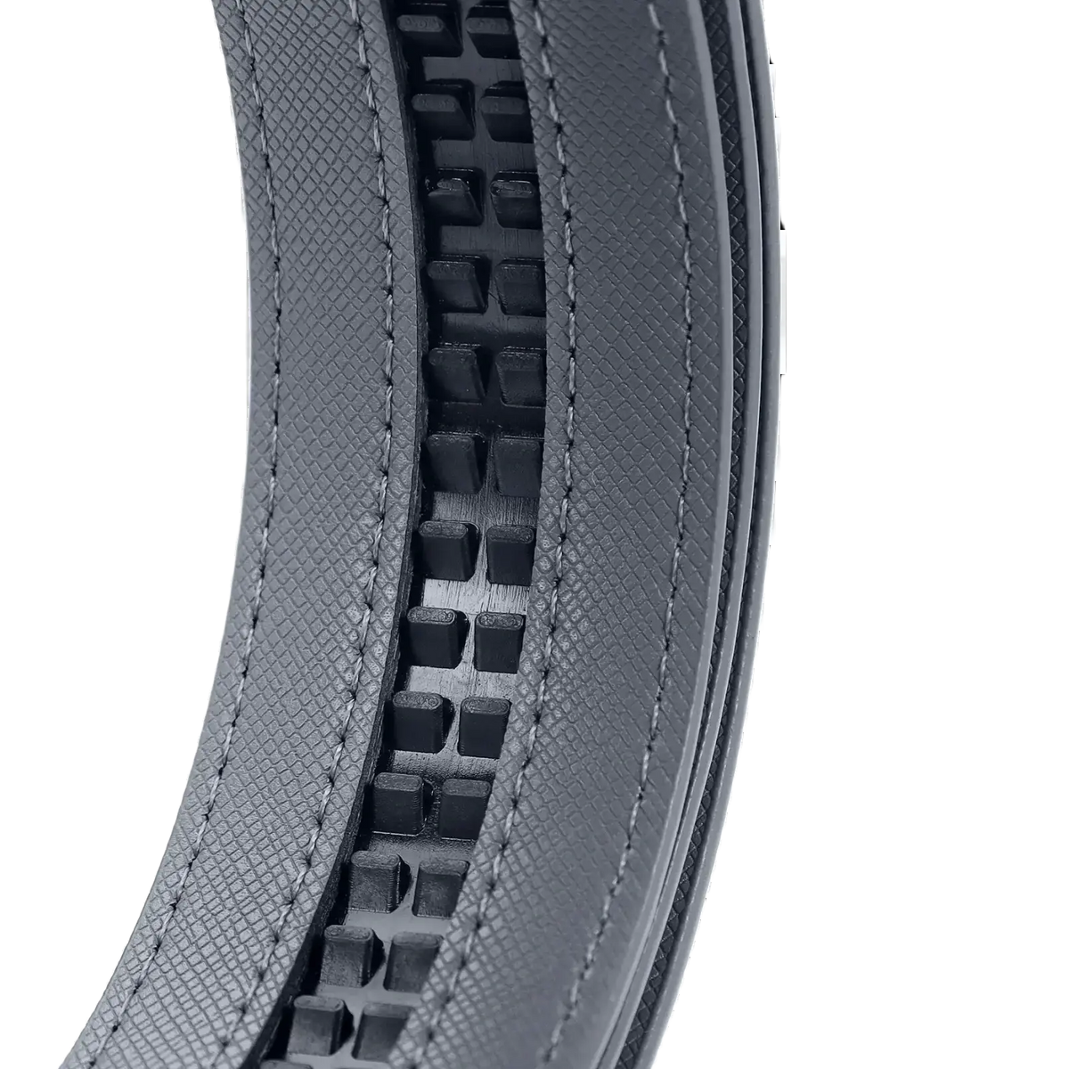 Black mens pu leather belt with geometric pattern and square metal studs for casual business wear