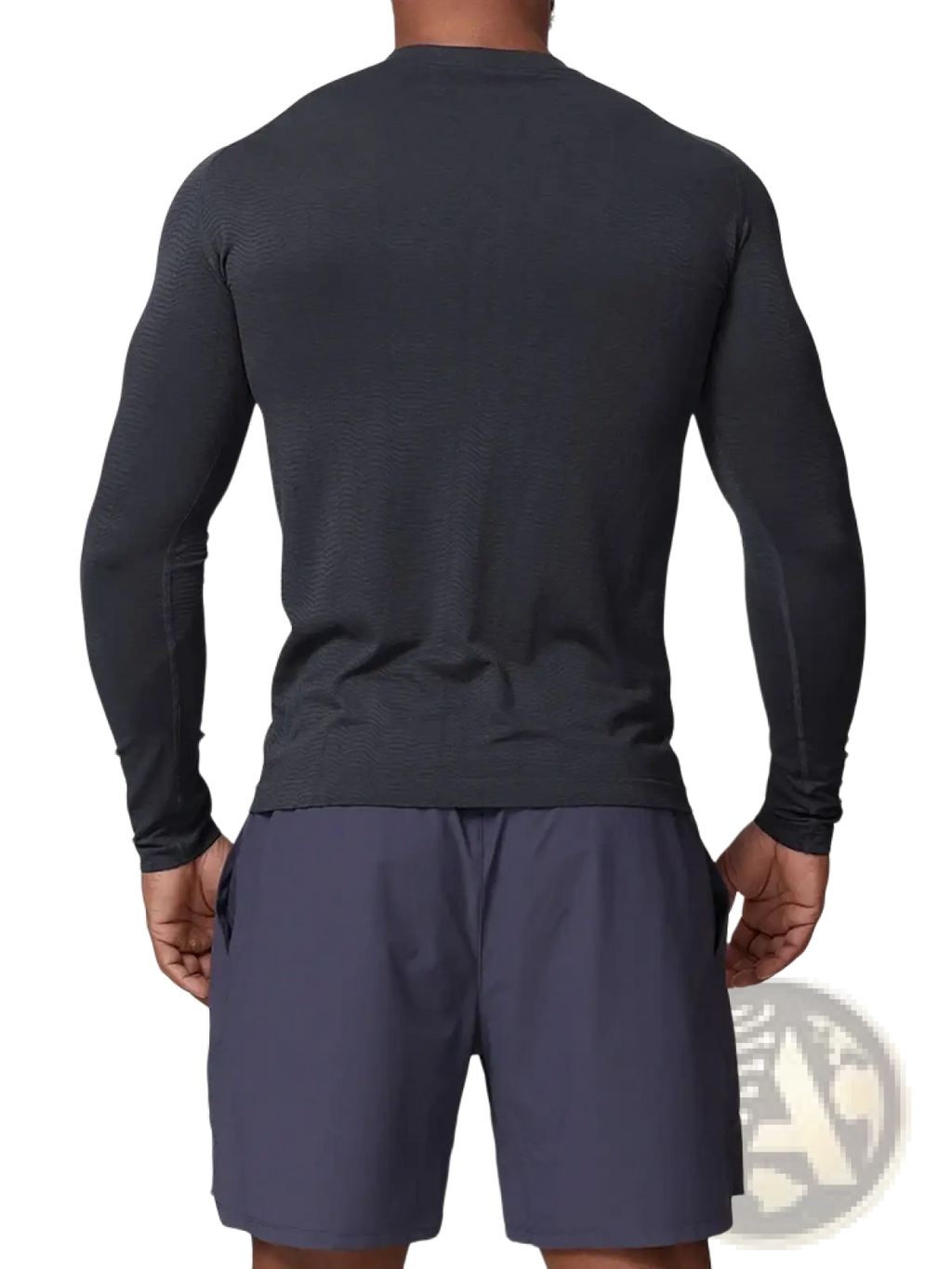 Black men’s quick dry long sleeve athletic fishing shirt with textured performance fabric finish